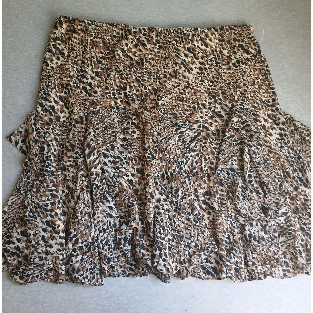 Lauren Ralph Lauren Skirt 20w Ruffle Chiffon Animal Print Short Boho Cottage New